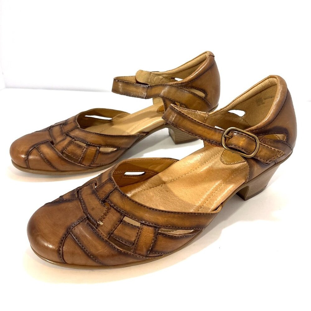 Earth Origins Lynx Brown Leather Mary Jane Heeled Shoes Size 11C Comfort Design - Picture 3 of 7